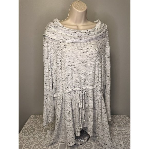 Lane Bryant Sweaters - Lane Bryant Womens Tunic Waffle Weave Gray Long Sleeve Cowl Neck Plus 18/20